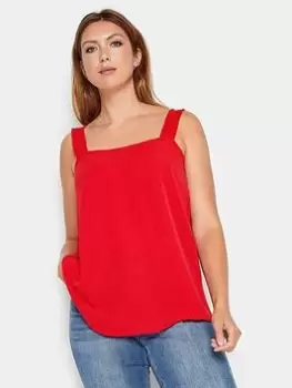 Image of Long Tall Sally Red Ruched Strap Swing Cami, Red, Size 18, Women