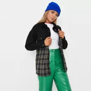 Image of Missguided Check Splice Shirt - Black