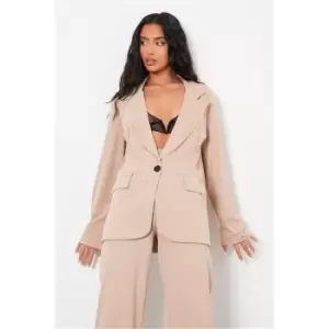Image of I Saw It First Stone Petite Oversized Longline Blazer - Grey