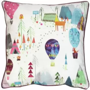 Image of Prestigious Textiles - Away We Go 100% Cotton Piped Edge Cushion Cover, Candyfloss, 55 x 55 Cm