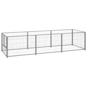 Image of VidaXL Dog Kennel Silver 3m Steel