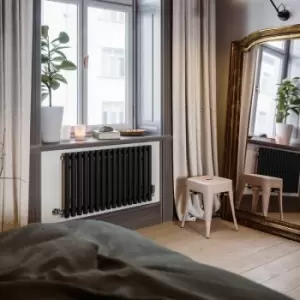 Image of Black Horizontal Designer Radiator Oval Column Central Heating Radiators 590x865 - Black