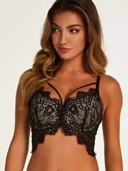 Image of Hunkemoller Marilee Padded Longline Bra, Black, Size 34D, Women