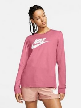 Image of Nike Nsw Essentials Icon Futura Long Sleeve Top - Pink