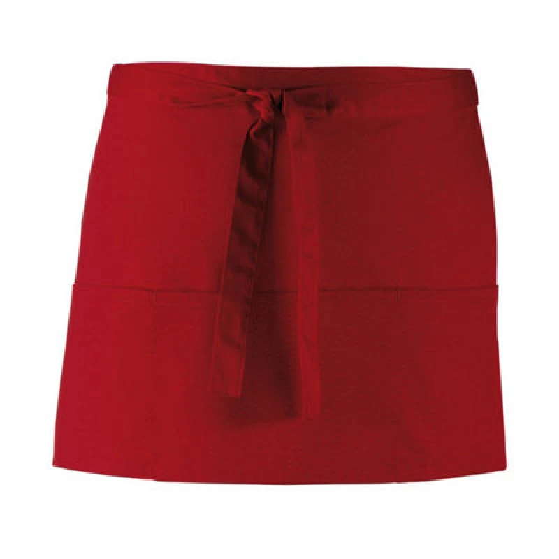 Image of Premier Premier Colours 3 Pocket Short Apron in Burgundy Burgundy One Size Unisex 5063470681150