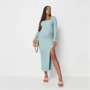 Image of Missguided Maternity Square Neck Midaxi Dress - Green