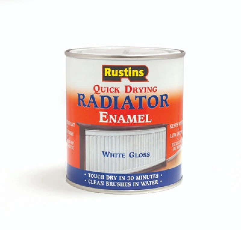 Image of Rustins Quick Drying Radiator Paint White Matt 500Ml