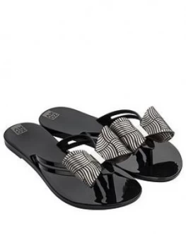 Image of Zaxy Sunrise Bow Detail Flip Flop - Black