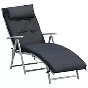 Image of Outsunny Sun Lounger 84B-184V70BK Steel, Textilene, Fabric, Cotton Black