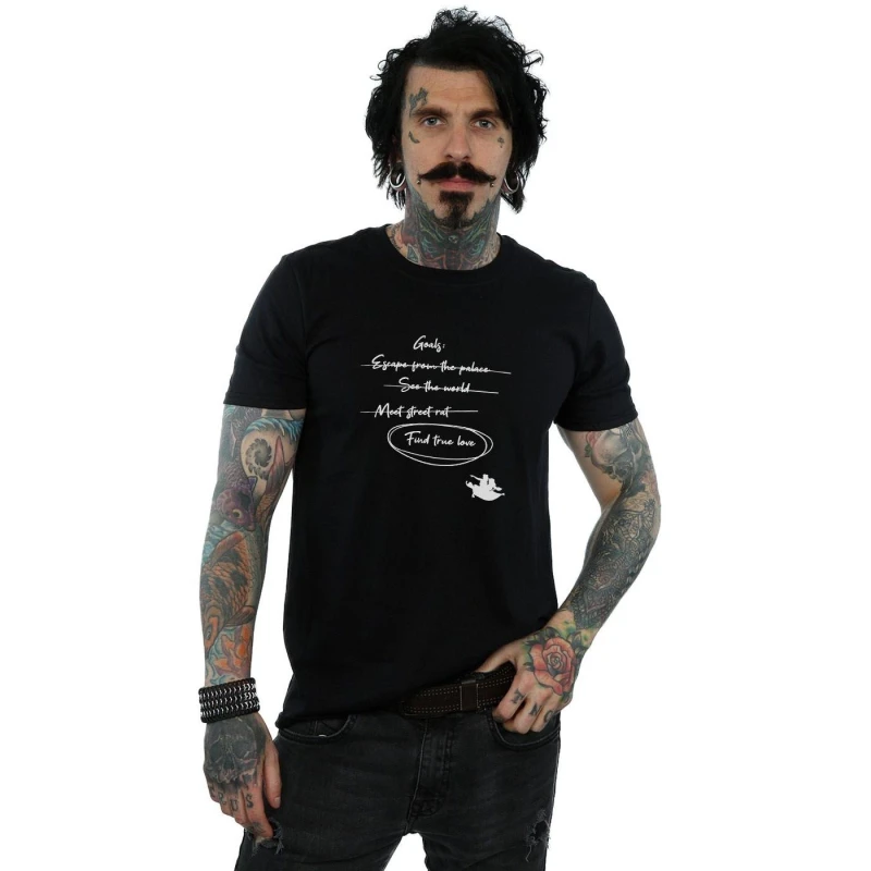Image of Disney Men Aladdin Jasmine Goals T-Shirt in Black Size: Small Black S Male 5059276143497
