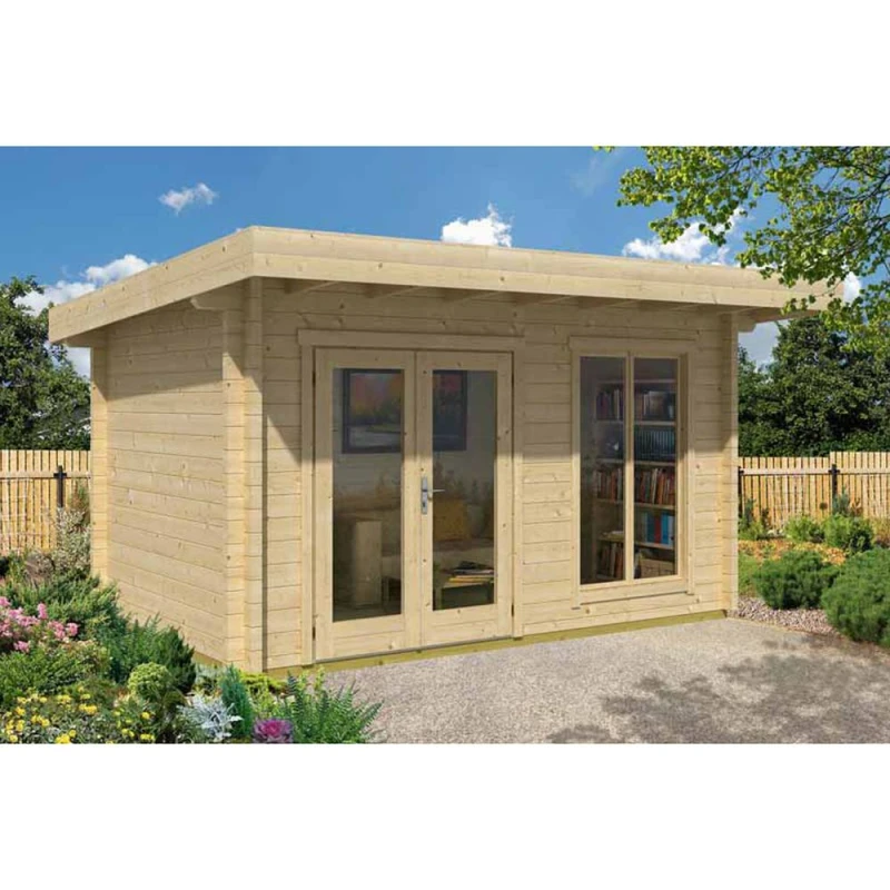 Image of Lasita Maja Ltd Dorset 71-Log Cabin, Garden Room, Home Office - L460xW360xH231.2cm in Light Brown Light Brown Unisex