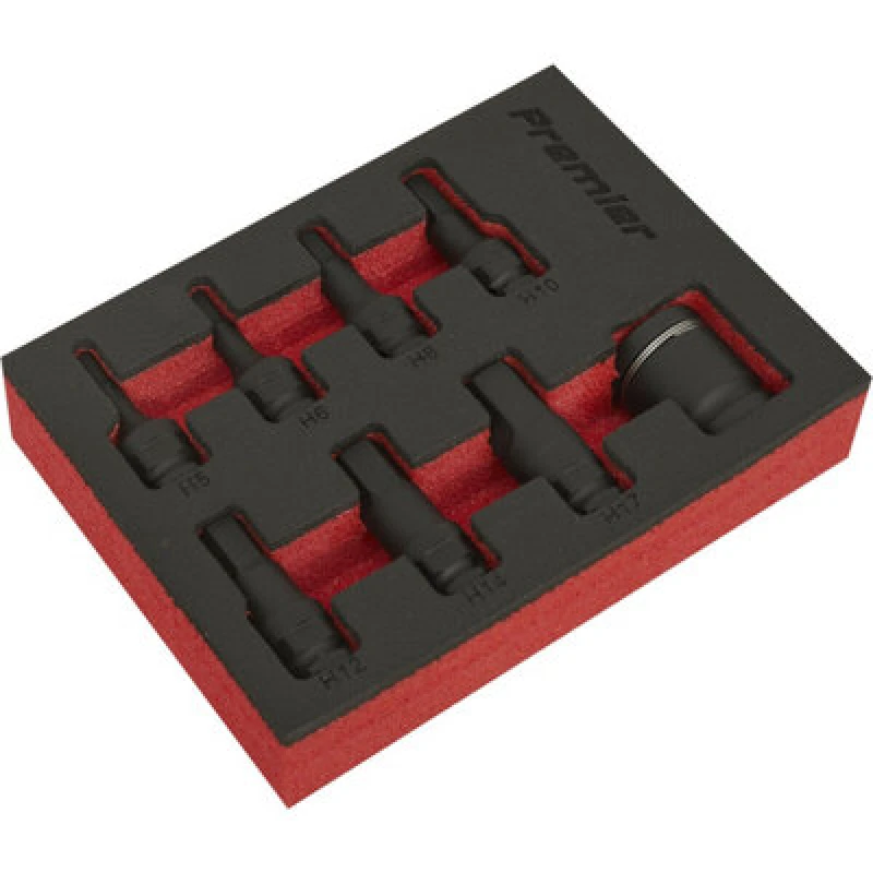 Image of Loops 8 Piece PREMIUM Hex Impact Socket Bit Set - 3/8" Sq Drive - Quick Change Adaptor Multi