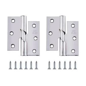 Image of Chrome Effect Metal RH Rising Butt Hinge Pack of 2