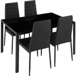 Image of Tectake - Dining table and chair Set Berlin 4+1 - dining room table and chairs, dining table and 4 chairs, kitchen table and chairs - Black - black