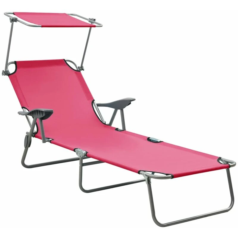 Image of VIDAXL Sun Lounger with Canopy Steel Pink Vidaxl 8720286072875