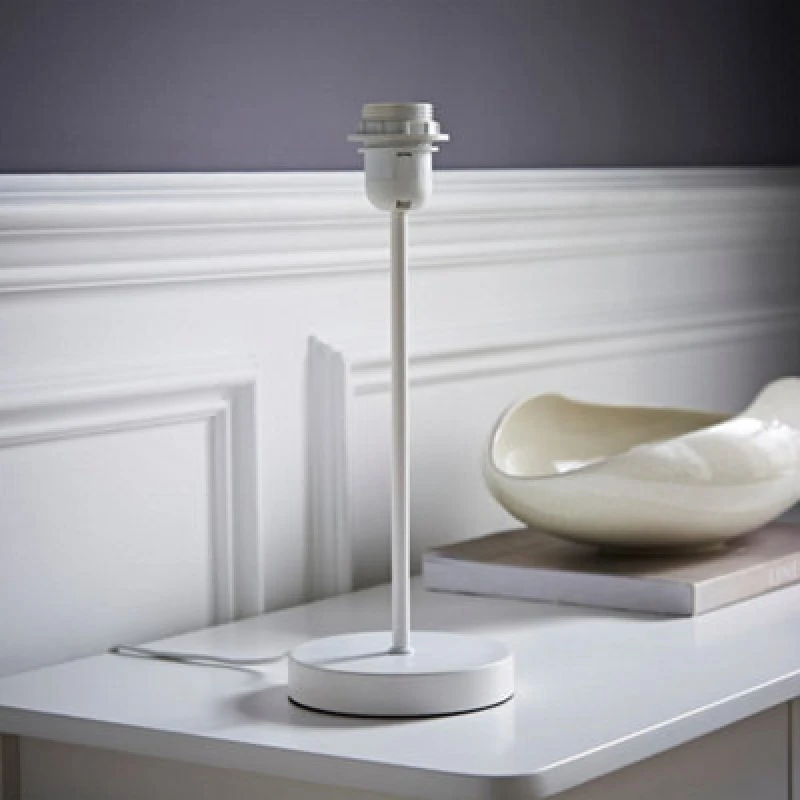 Image of ValueLights Charlie White Metal Single Stem Table Lamp Base White