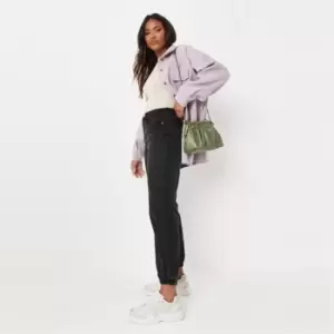 Image of Missguided Riot Highwaisted Elastic Cuff Jeans - Black