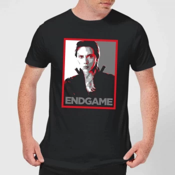 Image of Avengers Endgame Black Widow Poster Mens T-Shirt - Black - 5XL