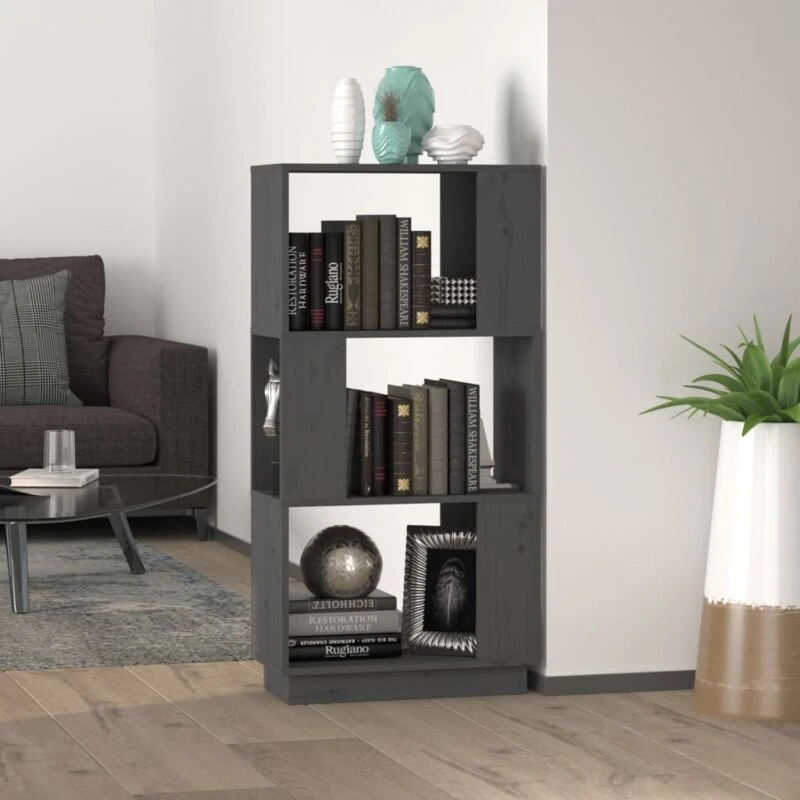 Image of VIDAXL Vidaxl - Book Cabinet/Room Divider Grey 51x25x101cm Solid Wood Pine 8720286905791