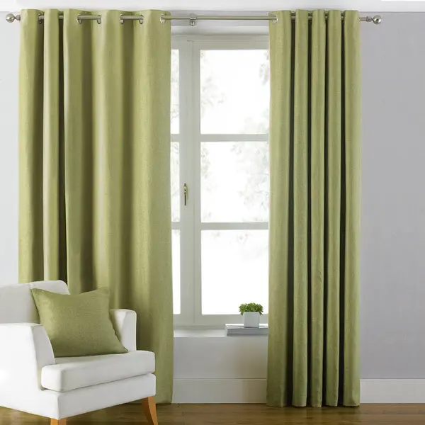 Image of Atlantic Twill Woven Eyelet Curtains Green / 229 x 229cm