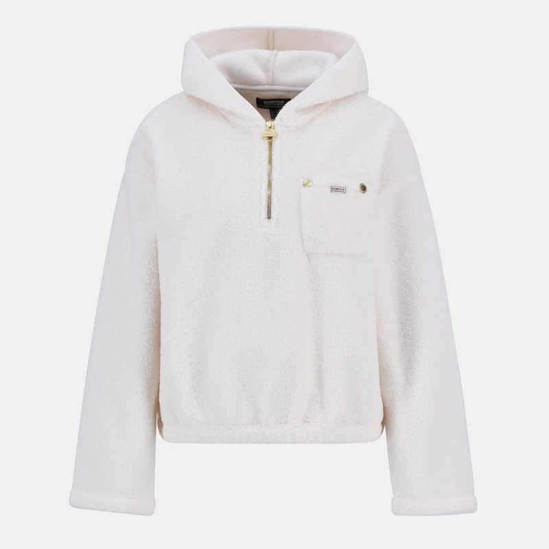 Image of Barbour International Lola Fleece Hoodie Womens Off White female 18 (2XL)