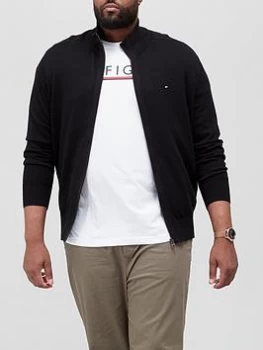 Image of Tommy Hilfiger Big & Tall Pima Cotton Cashmere Zip Thru Knitted Jumper - Black, Size 4XL, Men