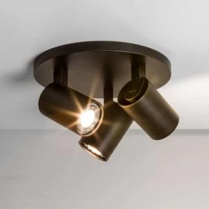 Image of 3 Light Triple Round Spotlight Bronze Effect, GU10