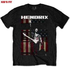 Image of Jimi Hendrix - Peace Flag Kids 5 - 6 Years T-Shirt - Black