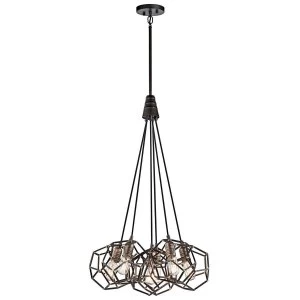 Image of 6 Light Chandelier Cluster Cage Ceiling Pendant Steel, E27