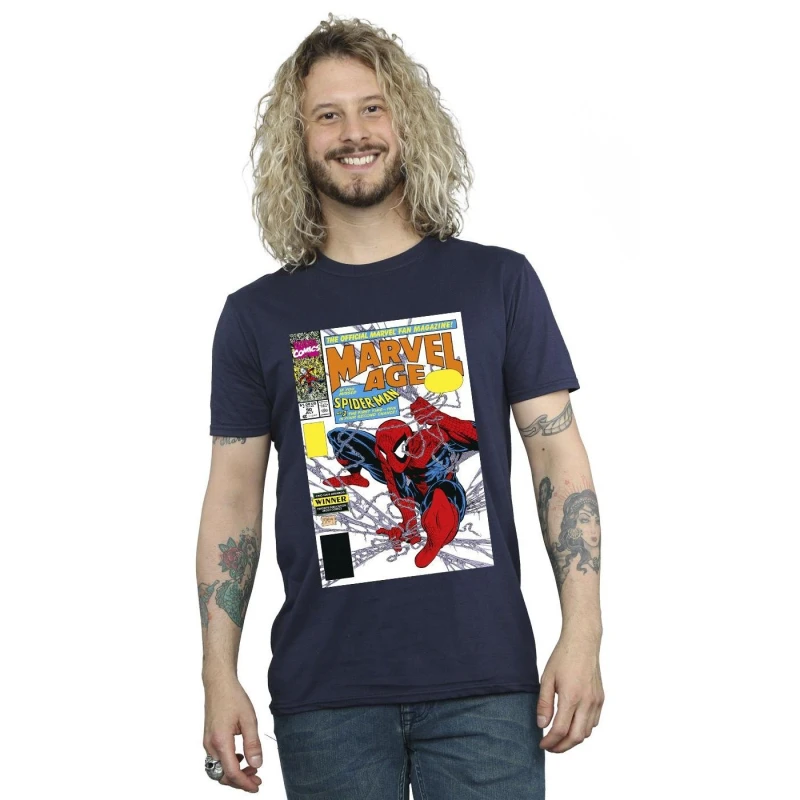 Image of Marvel Marvel Men Spider-Man Age Comic Cover T-Shirt in Navy Size: Small Navy S Male 5063153426610