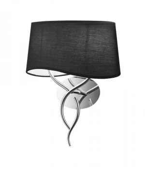 Image of Wall Lamp Switched 2 Light E14, Polished Chrome with Black Shade