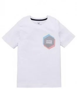 Image of Jack & Jones Junior Boys Short Sleeve Circle Logo T-Shirt - White