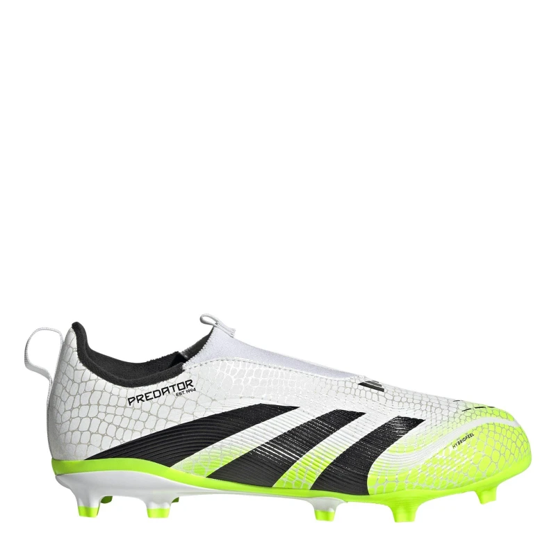 Image of adidas Predator League Laceless Juniors Firm Ground Football Boots White/Blk/Lemon male 5 (38)