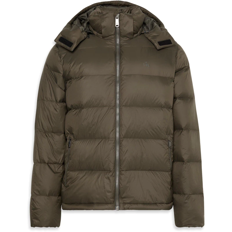 Image of Calvin Klein Jeans Mens Essential Down Recycled Down Short Puffer Jacket Beluga male S