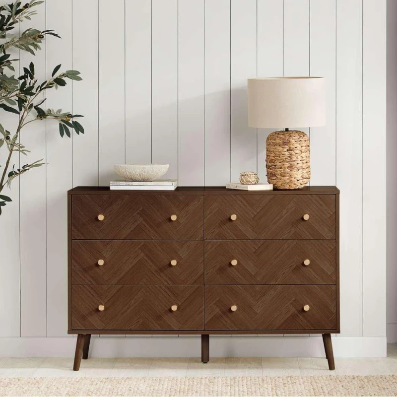 Image of Birlea Herringford Walnut 6 Drawer Chest of Drawers