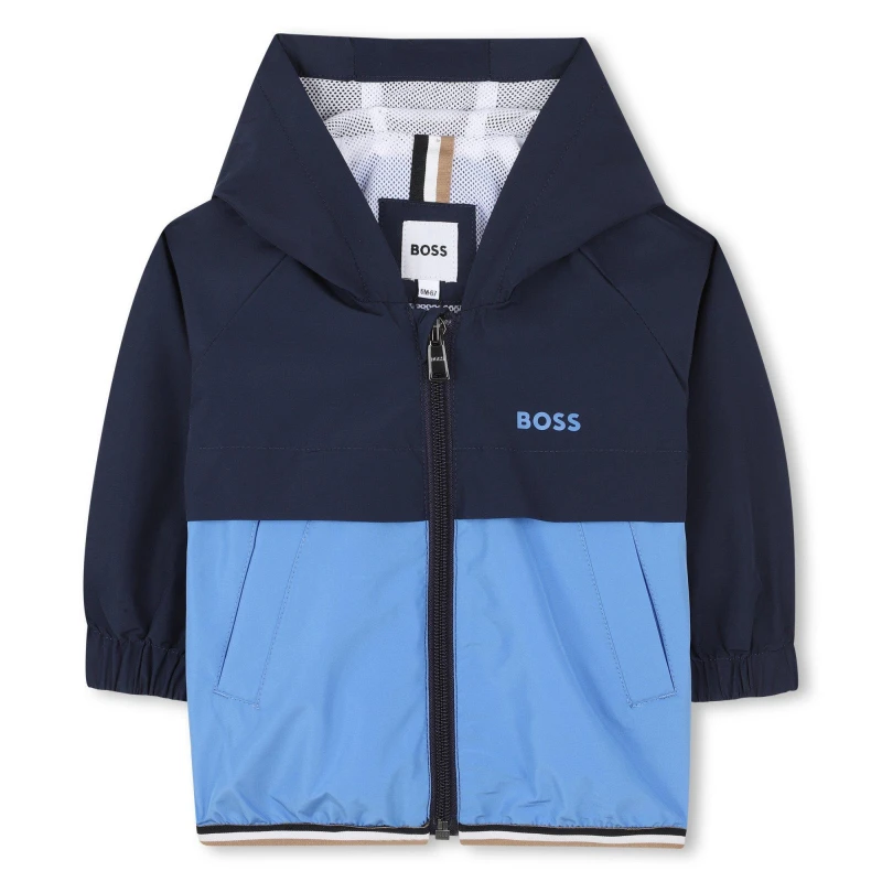 Image of Boss Kids Contrast Panel Lightweight Windbreaker Navy 849 male 2Y