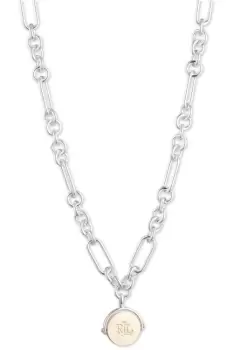 Image of Ladies Lauren Ralph Lauren NK 16" CREST PENDANT-SLV/GOLD Necklace 14N00263