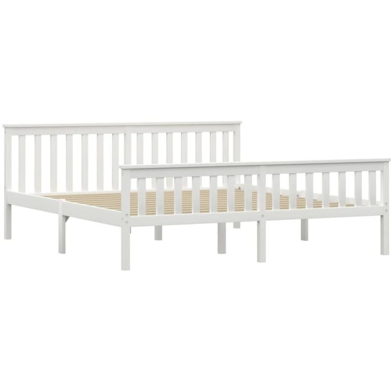 Image of vidaXL Solid Pine Wood Bed Frame White 180x200cm Double 6FT Super King Bedroom