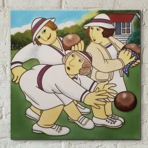 Image of Tile 8x8 Bowlers By Beryl Cook Wall Art