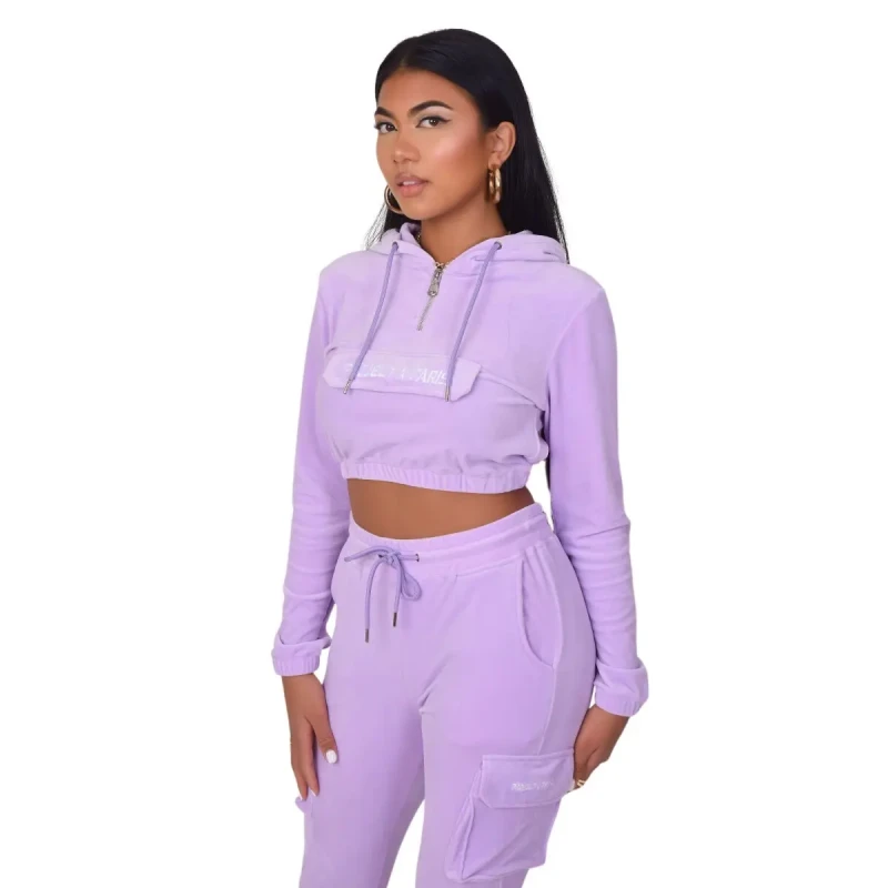 Image of Project X Paris Short velour hoodie For Her Project X Paris Violet Female L