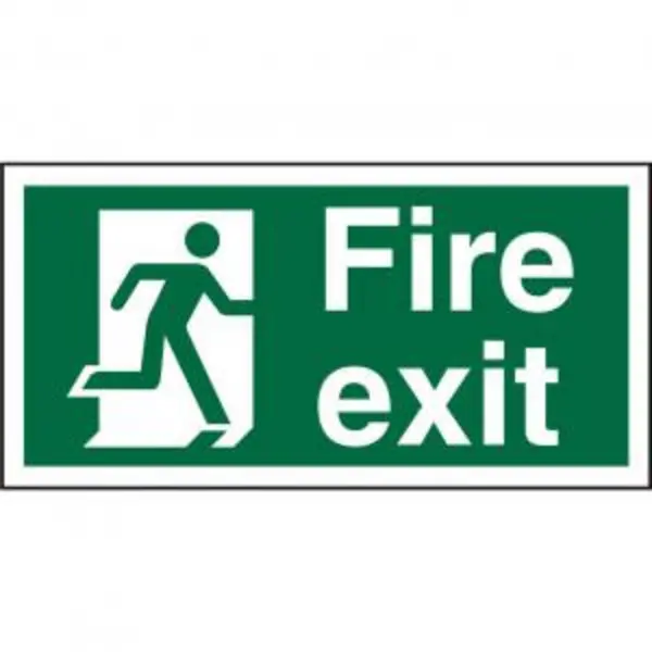 Image of Seco Safe Procedure Safety Sign Fire Exit Man Running Right Self EXR28972SS