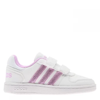 Image of adidas Hoops Court Child Girls Trainers - White/Lilac
