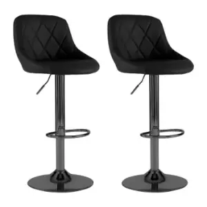 Image of Neo Black Madrid Faux Leather Matt Black Adjustable Breakfast Bar Stools Set Of 2