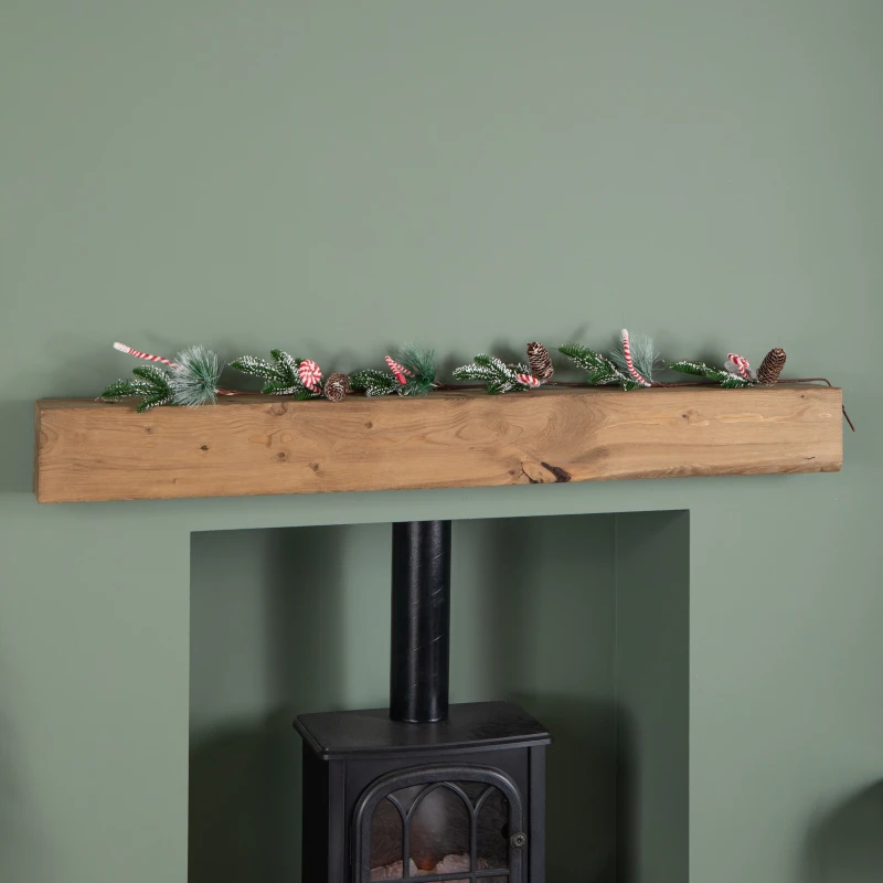 Image of 1.3m Candy Swirls Christmas Garland with Frosted Pinecones and Candy Canes