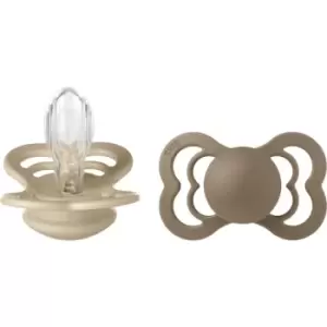 Image of BIBS Supreme Silicone Size 2: 6+ months dummy Vanilla / Dark Oak 2 pc