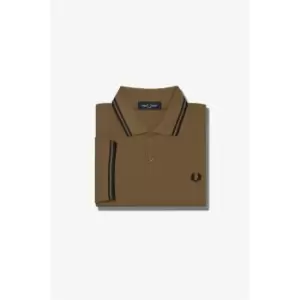 Image of Fred Perry Short Sleeve Twin Tipped Polo Shirt - Brown