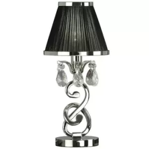 Image of Esher Luxury Small Table Lamp Nickel Crystal Black Shade Traditional Bulb Holder