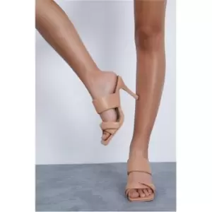 Image of I Saw It First Tan Twisted Double Strap Heeled Mules - Brown