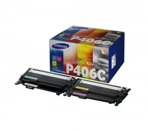 Image of Samsung P406C Cyan and Black Laser Toner Ink Cartridges Multipack - Cyan