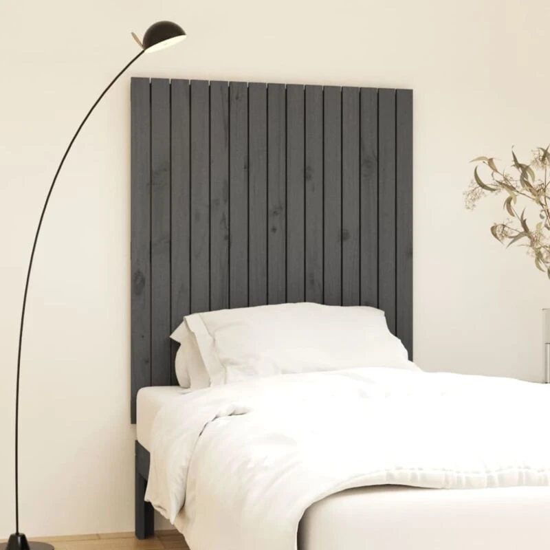 Image of Vidaxl Wall Headboard Grey 95.5X3X110 Cm Solid Wood Pine, Grey 824935